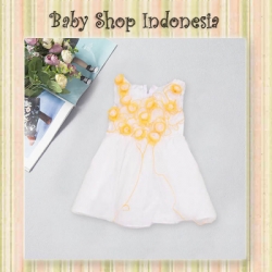 PD309 Dress Pesta Tutu Shoulder Roses Kuning  large